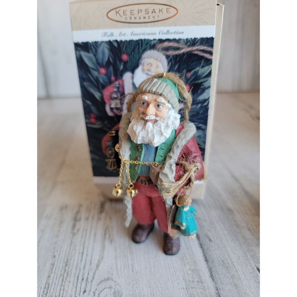 Hallmark 1996 Santa's gifts folk art ornament Xmas